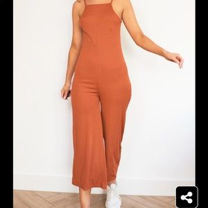 PrettyLittleThing Terracotta Sleeveless Jumpsuit